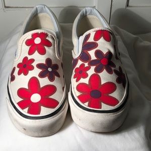 floral print slip on vans